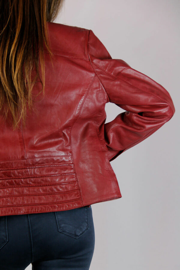Giubbotto in vera pelle nappa colore bordeaux - immagine 5