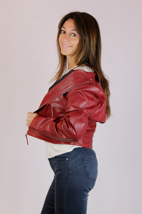 Giubbotto in vera pelle nappa colore bordeaux - immagine 2