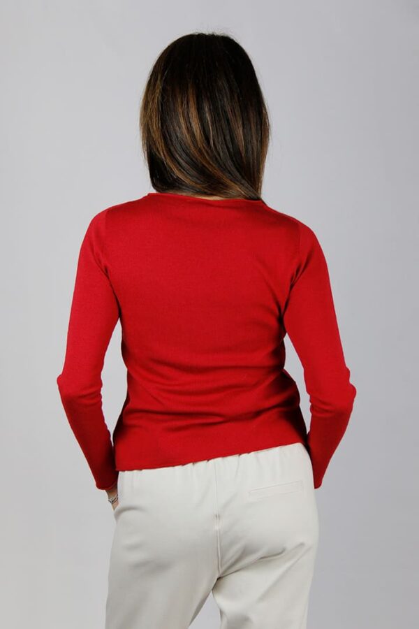 Maglia girocollo merinos rosso - immagine 3