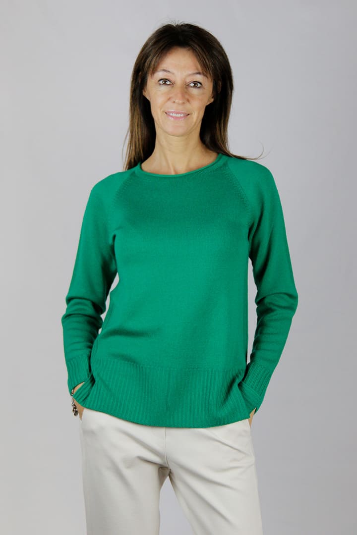 Maglia lana vergine verde smeraldo