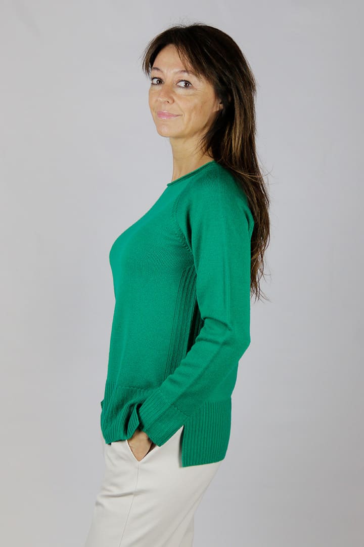 Maglia lana vergine verde smeraldo - immagine 2