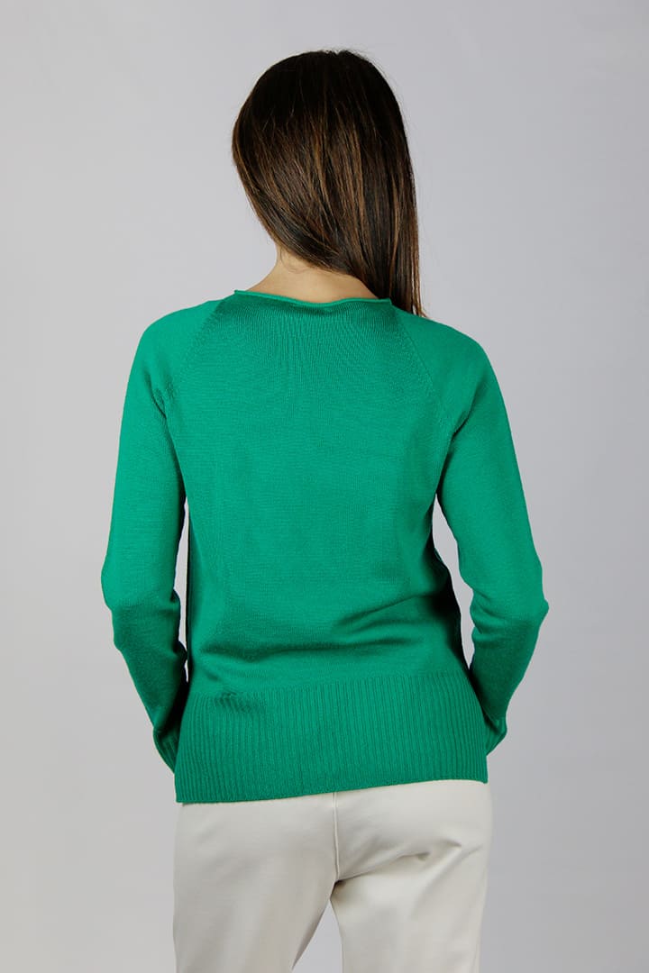 Maglia lana vergine verde smeraldo - immagine 5