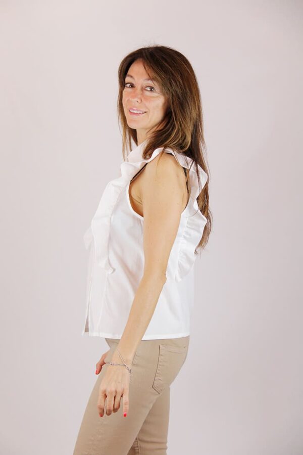 Camicia popeline rouches bianca - immagine 4