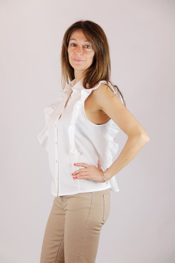 Camicia popeline rouches bianca - immagine 3