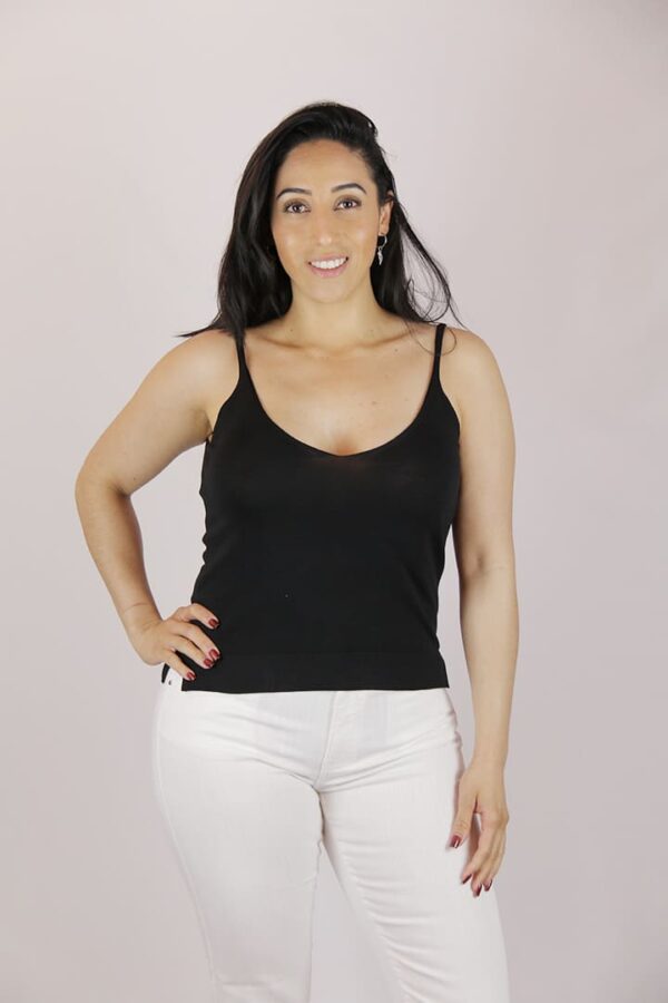 Canottiera Top Donna in Viscosa con Spalline Nera - immagine 2