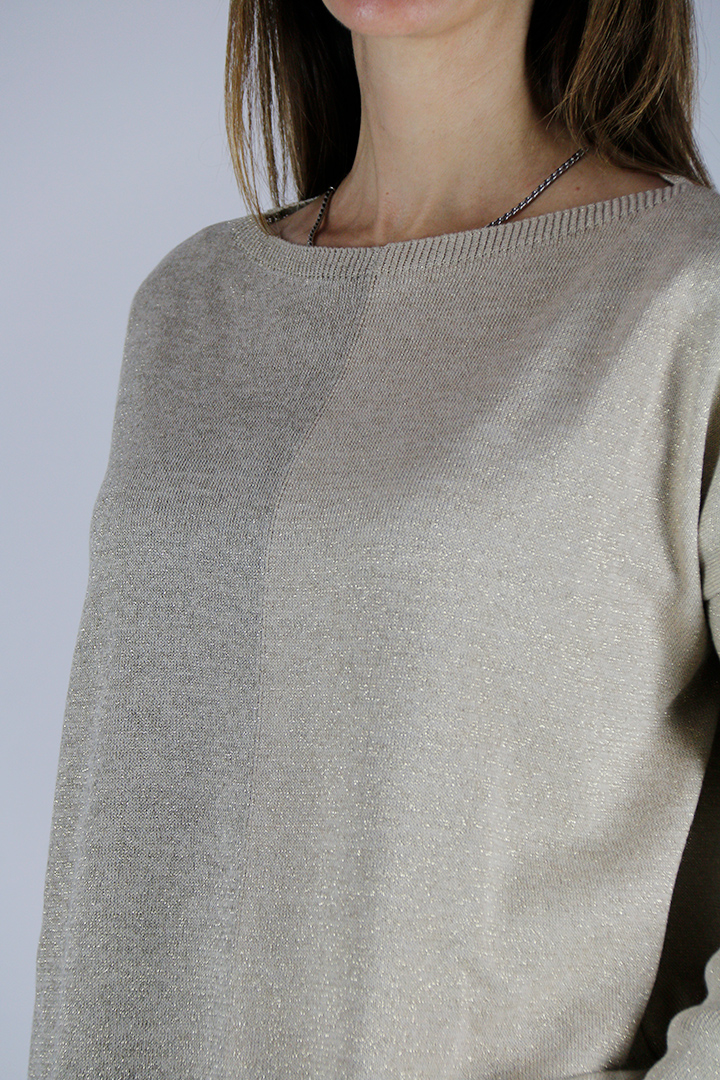 Maglia over in misto lana colore oro con lurex - immagine 6