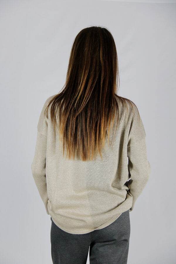 Maglia over in misto lana colore oro con lurex - immagine 4