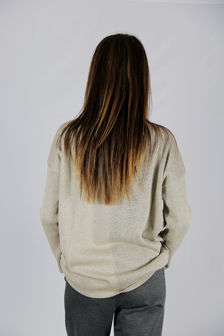 Maglia over in misto lana colore oro con lurex - immagine 4