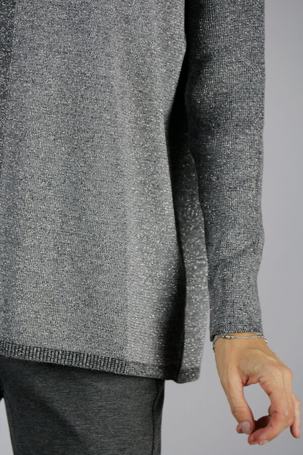 Maglia over in misto lana colore grigio con lurex - immagine 6