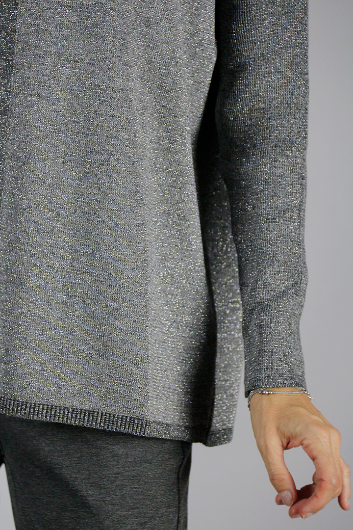 Maglia over in misto lana colore grigio con lurex - immagine 6