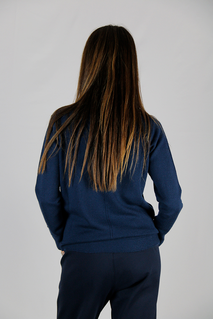 Maglia in pura lana vergine blu - immagine 5