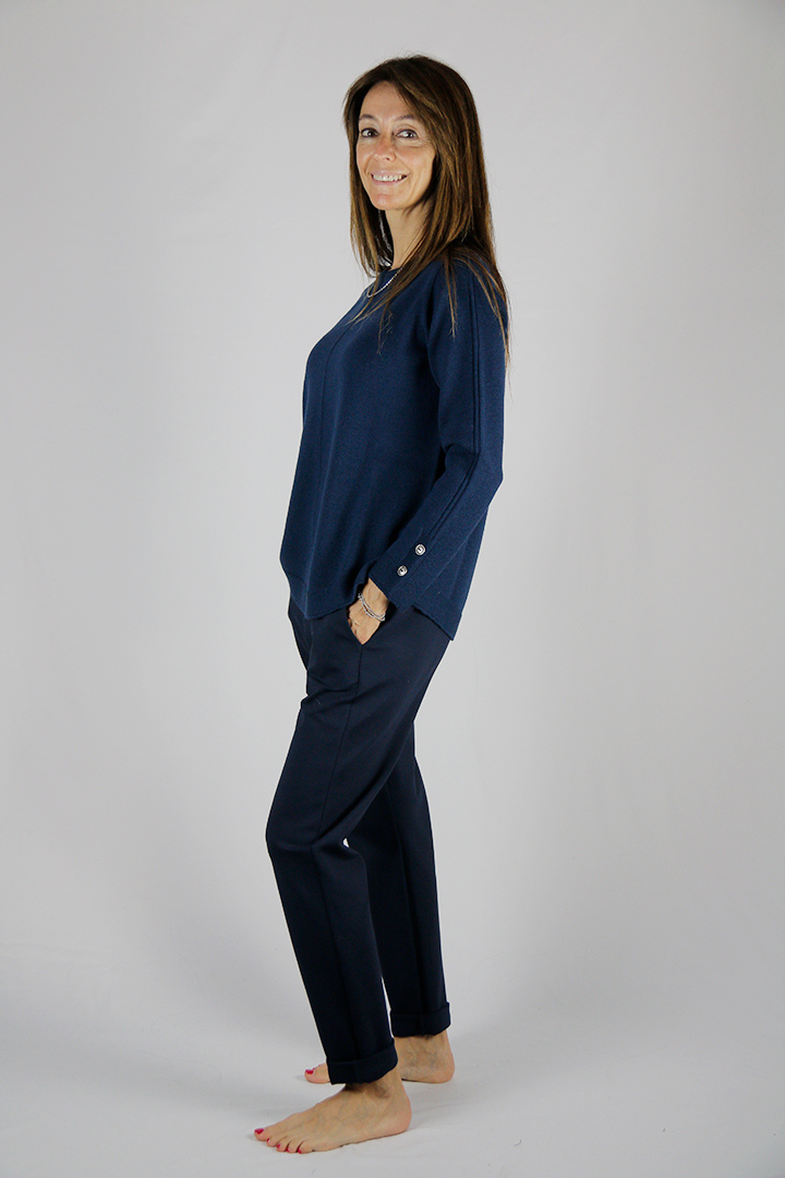 Maglia in pura lana vergine blu - immagine 3