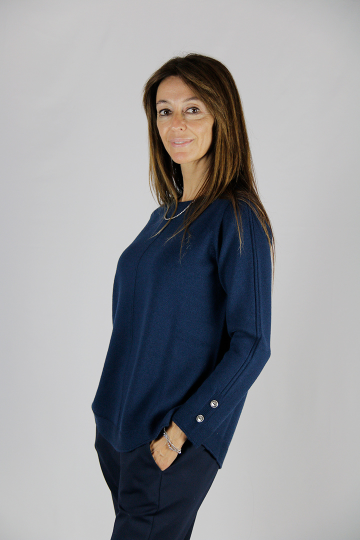Maglia in pura lana vergine blu - immagine 2