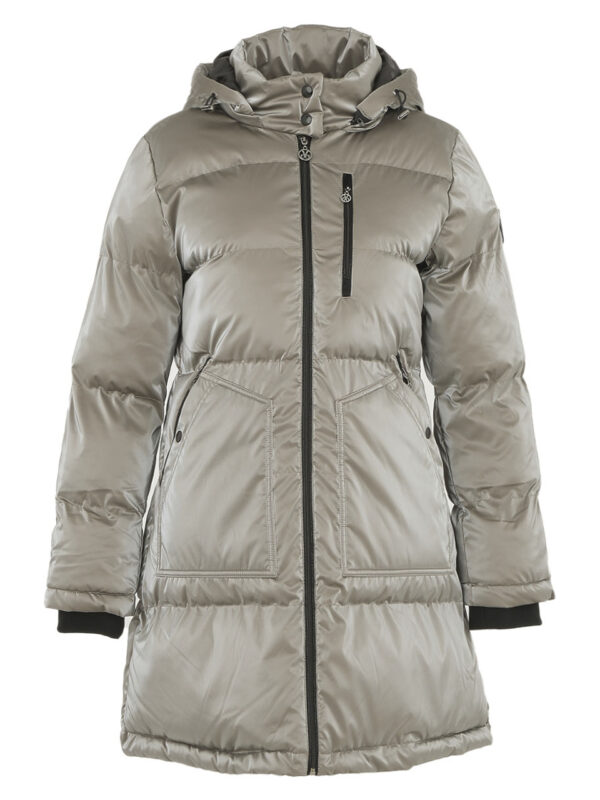 Giaccone lungo in tessuto cangiante colore taupe Dolcezza collection - immagine 13