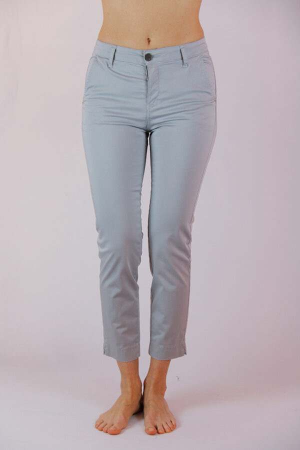 Pantalone in cotone grigio perla strech