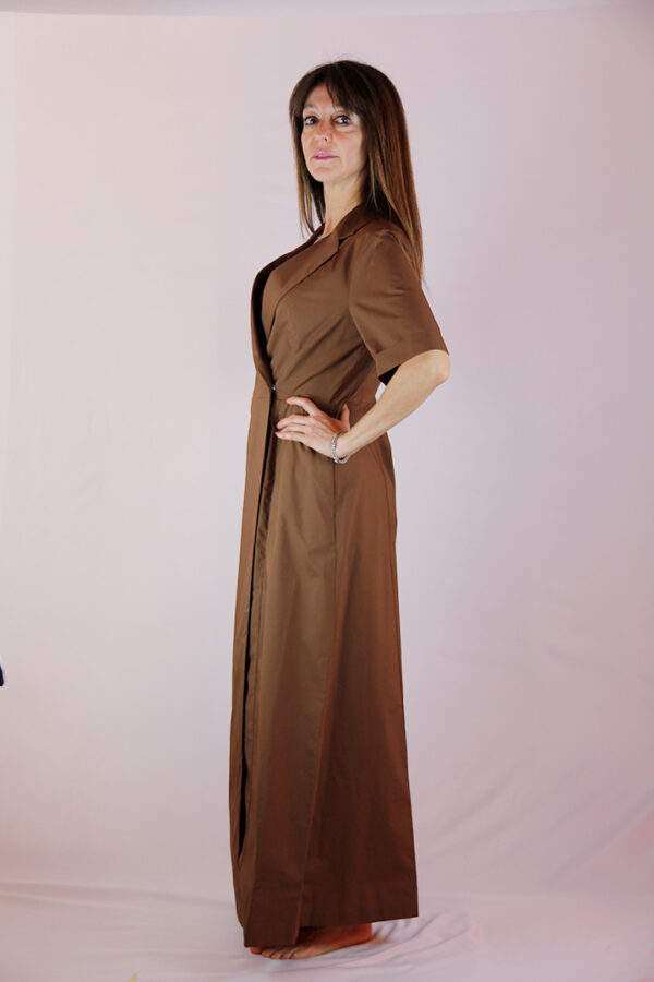 Abito lungo in cotone terracotta - immagine 2