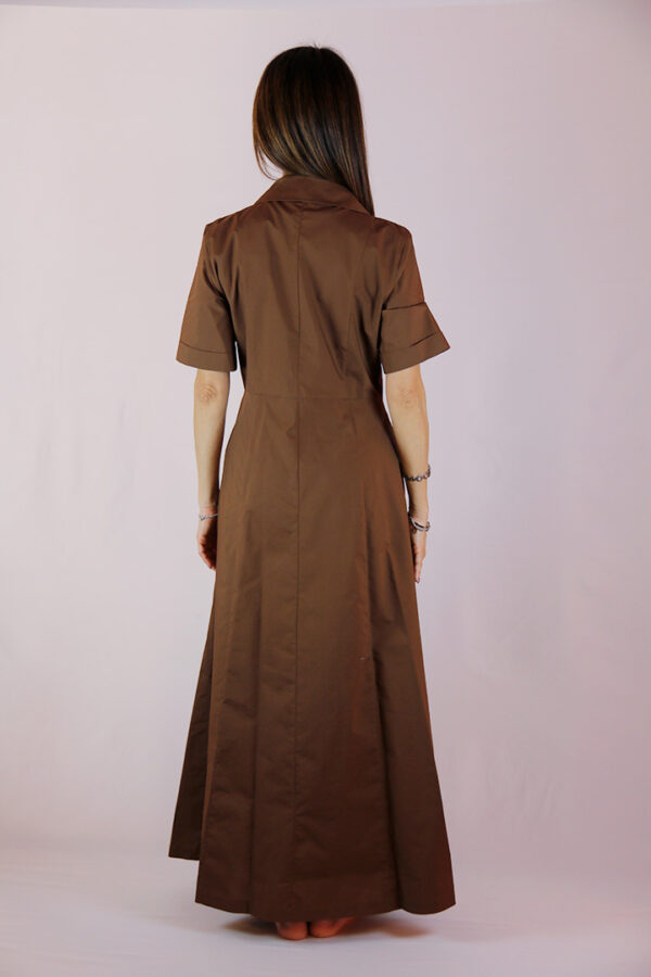 Abito lungo in cotone terracotta - immagine 6