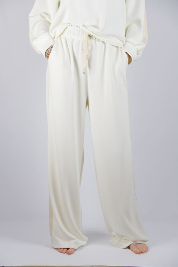 Pantalone fluido in viscosa avorio - immagine 4