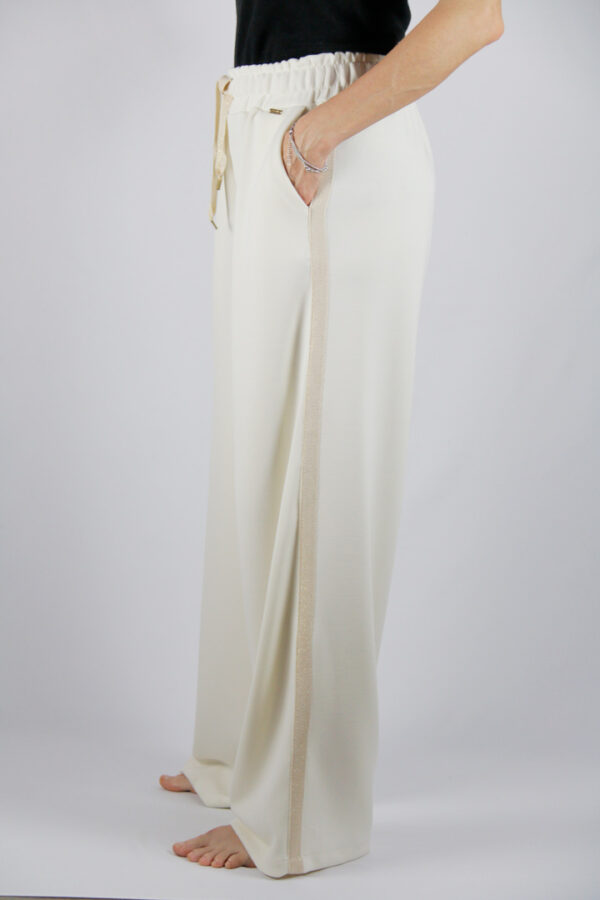 Pantalone fluido in viscosa avorio - immagine 2