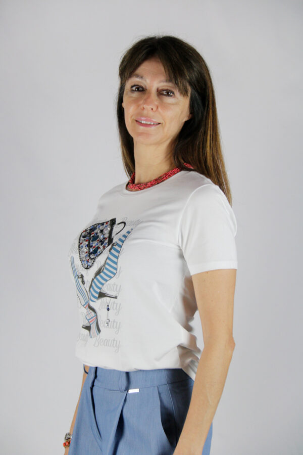 T-shirt stampa strass - immagine 2