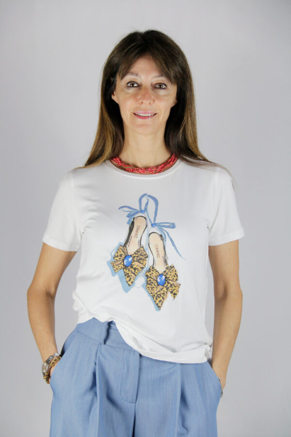 T-shirt cotone con strass - immagine 2