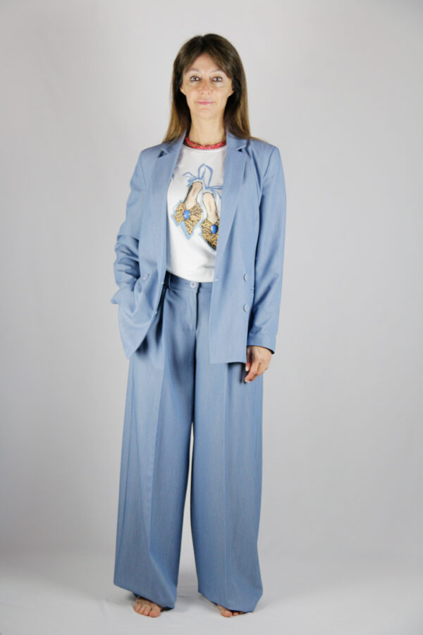 Tailleur azzurro misto viscosa - immagine 3