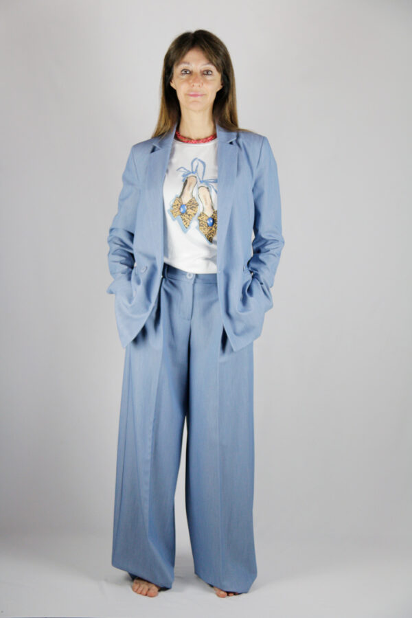 Tailleur azzurro misto viscosa - immagine 2