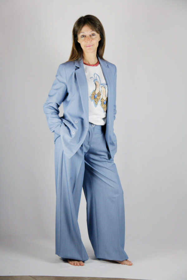 Tailleur azzurro misto viscosa