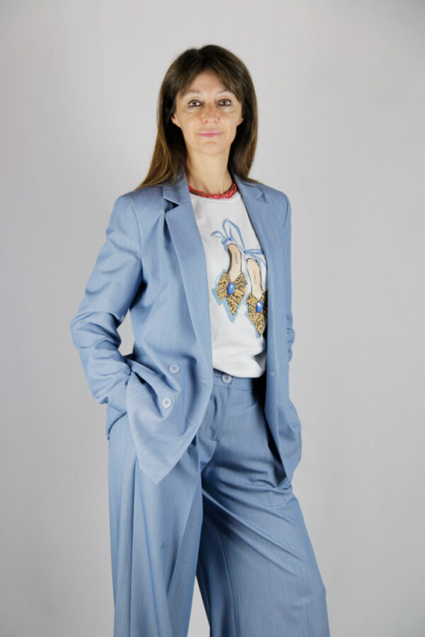 Tailleur azzurro misto viscosa - immagine 4