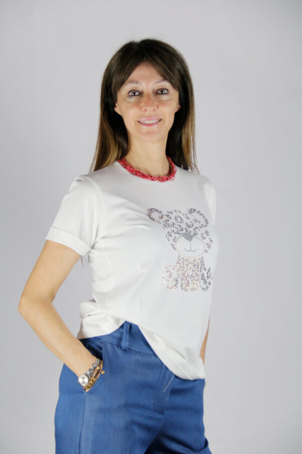 T-shirt orsetto strass - immagine 2