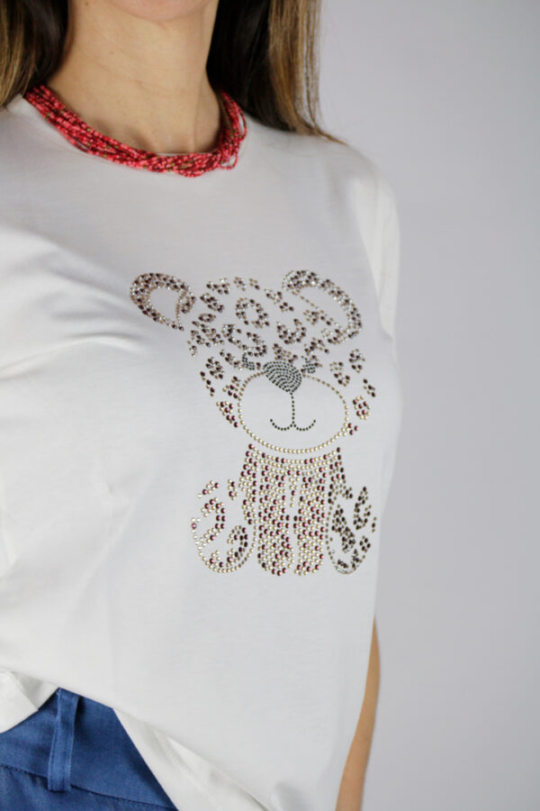 T-shirt orsetto strass - immagine 3