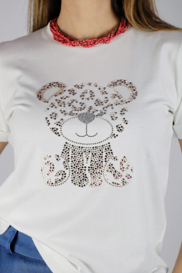 T-shirt orsetto strass - immagine 4