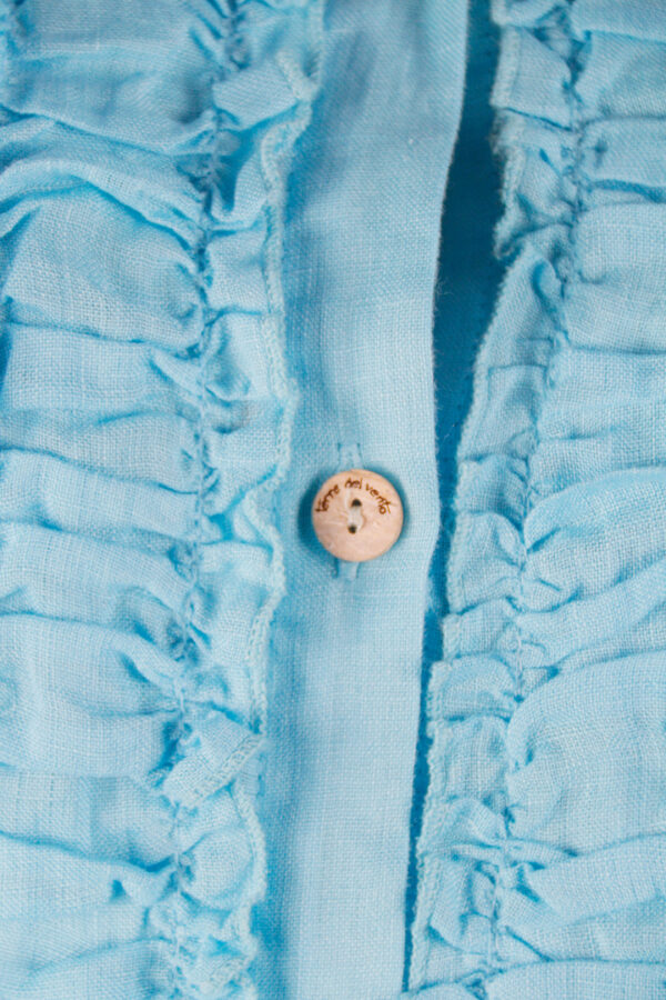 camicia puro lino azzurra  Made in Italy - immagine 4