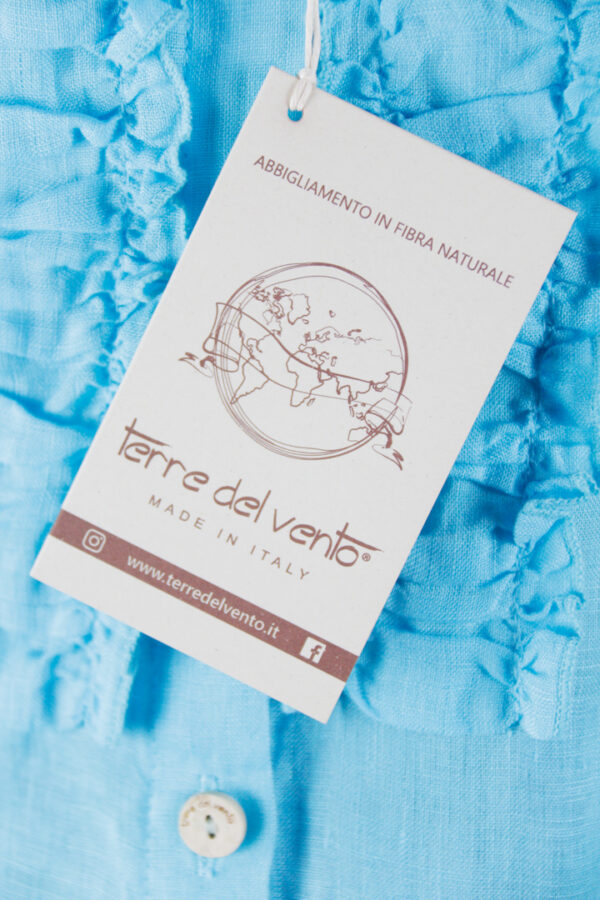 camicia puro lino azzurra  Made in Italy - immagine 5