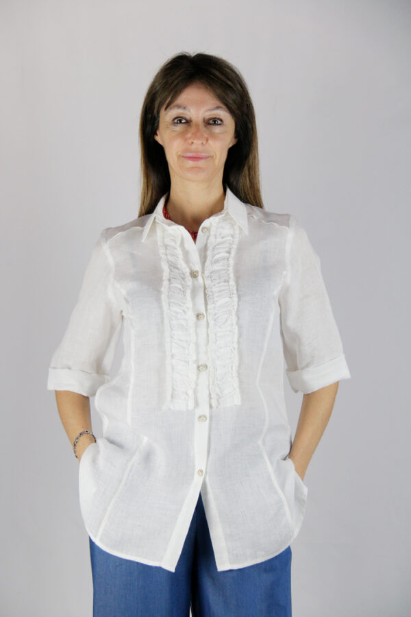 Camicia puro lino bianca - immagine 3