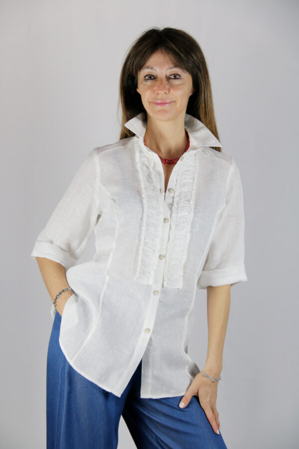 Camicia puro lino bianca - immagine 2