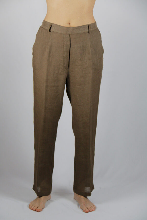 Pantalone in Puro Lino color Cioccolato