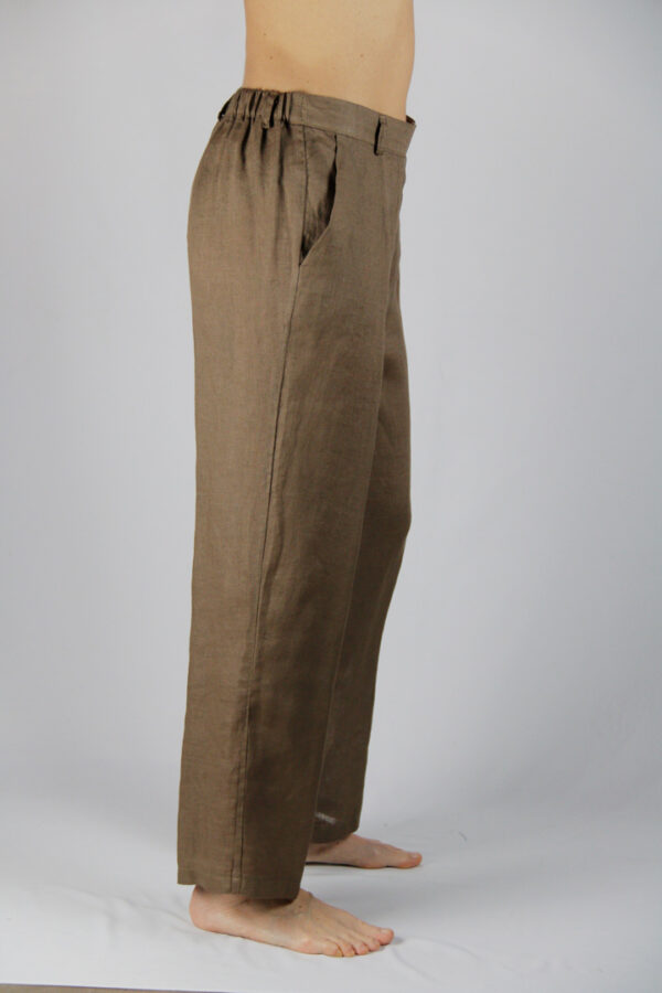 Pantalone in Puro Lino color Cioccolato - immagine 3
