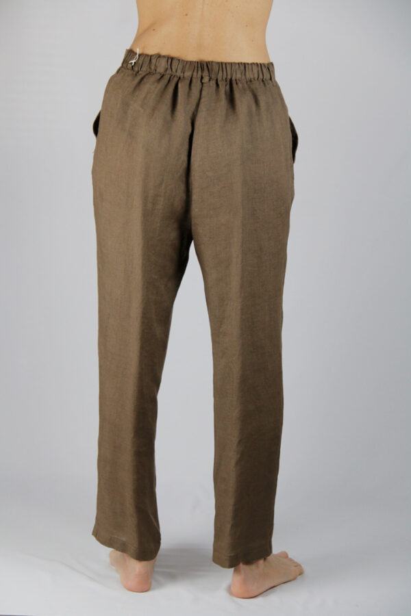 Pantalone in Puro Lino color Cioccolato - immagine 2