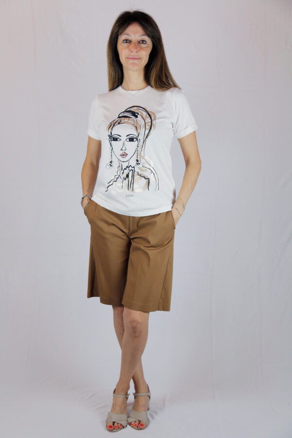 T-Shirt Viso Ricamato Elegante