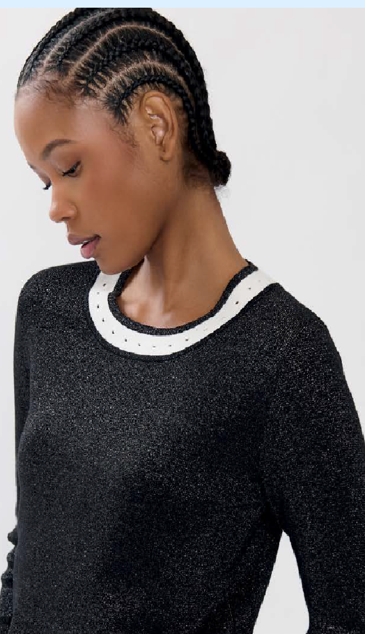 Maglia lurex colore nero con dettagli