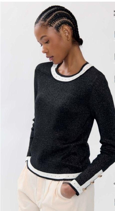 Maglia lurex colore nero con dettagli - immagine 2
