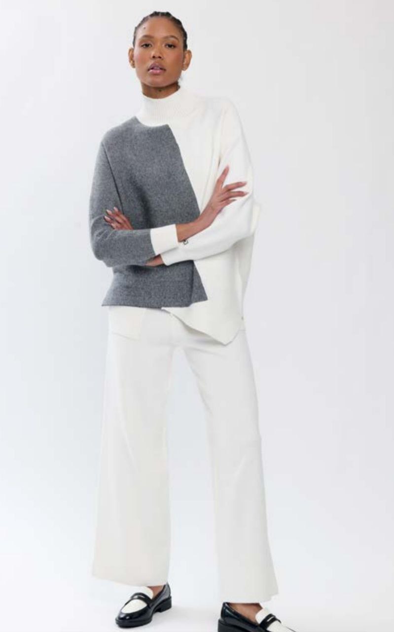 Pantalone morbido colore panna coulisse in vita