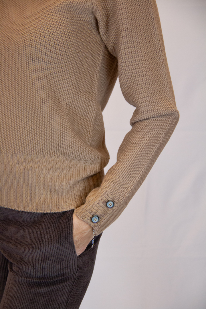 Maglia pura lana vergine colore crema - immagine 3