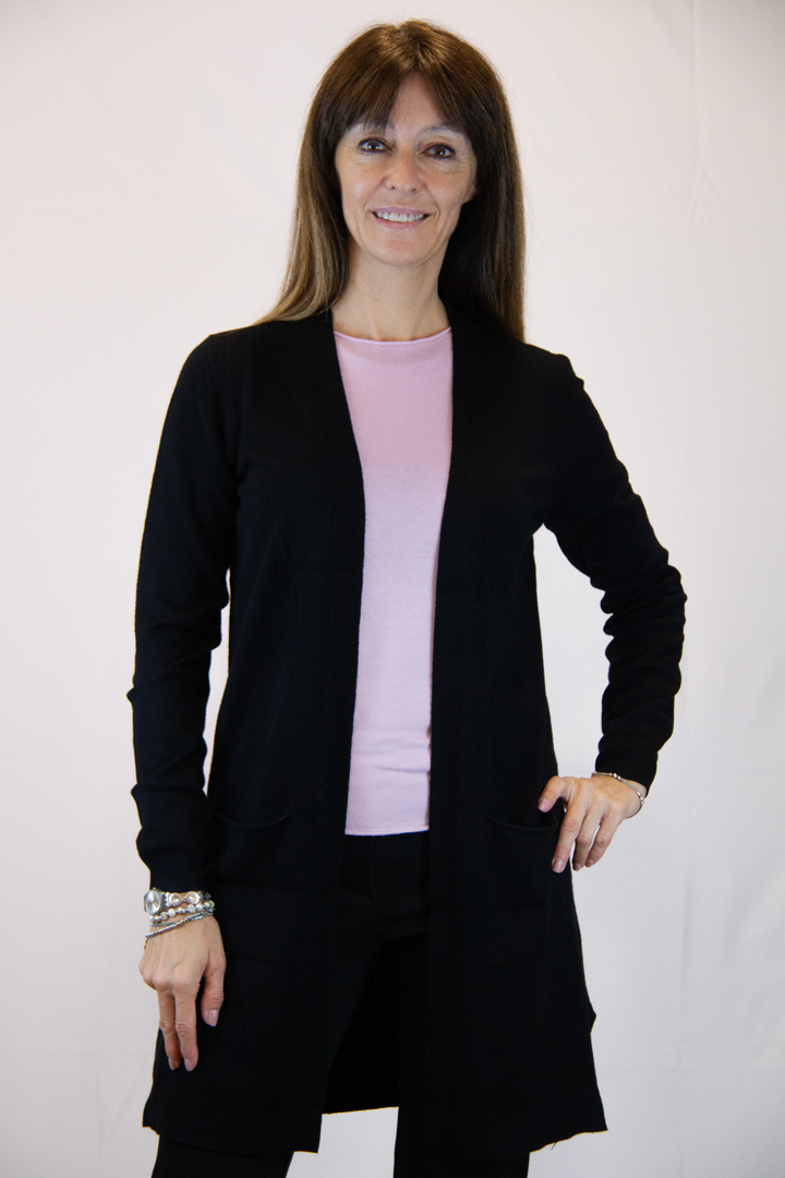 Cardigan nero lungo con tasche