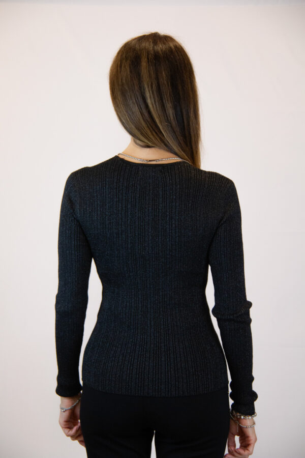 Maglia nera donna incrociata lurex - immagine 5