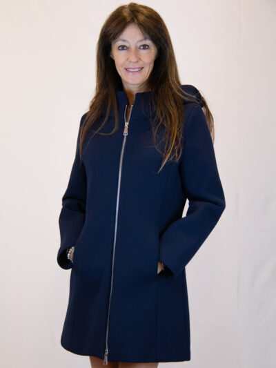 Cappotto colore blu tessuto scuba