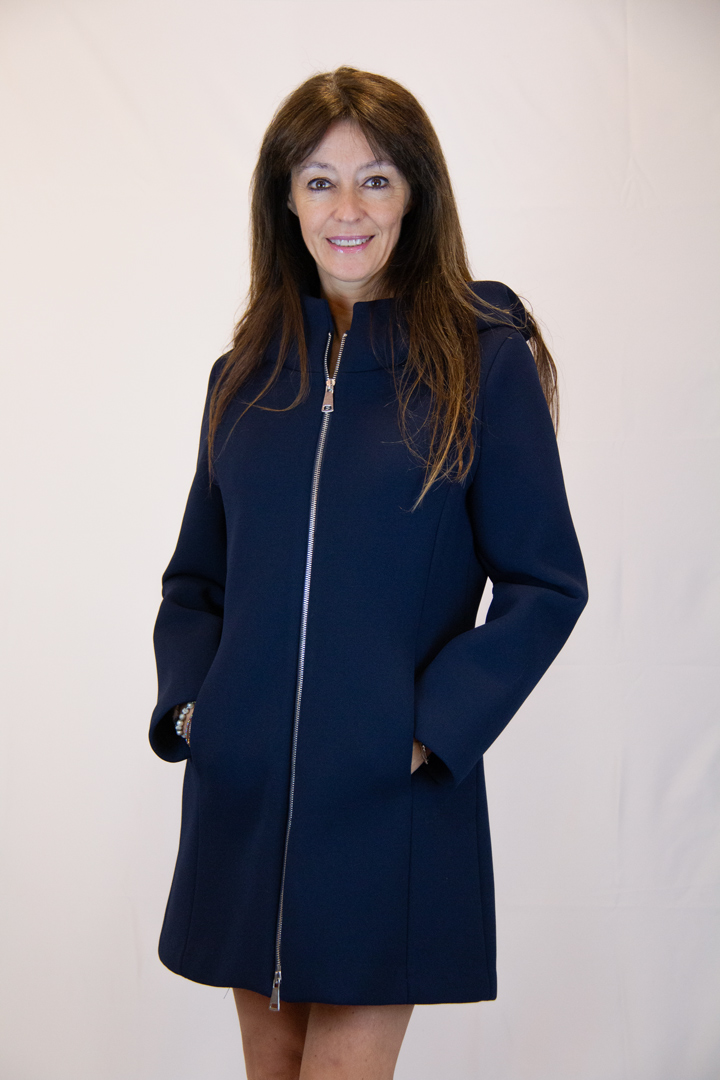 Cappotto colore blu tessuto scuba