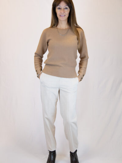Pantalone velluto colore panna