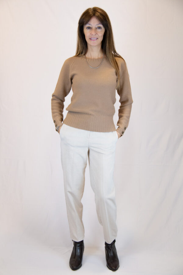 Pantalone velluto colore panna